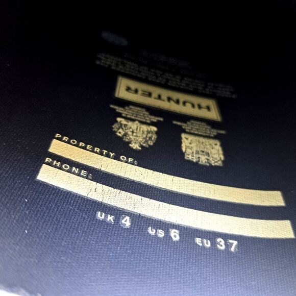 HUNTER Iconic Original Tall Rain BOOTS Size 6 Navy Blue Preppy - Picture 6 of 9